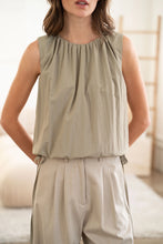 Load image into Gallery viewer, Elle Grey Shirred Neck Detailed Double-Tie Top

