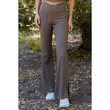 Load image into Gallery viewer, RAE MODE NYLON RIB V-WAISTED FLARED LEGGINGS
