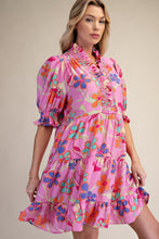 Load image into Gallery viewer, EASEL PUFF SLEEVE FLORAL DRESS
