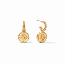 Load image into Gallery viewer, JULIE VOS FLEUR-DE-LIS HOOP AND CHARM EARRINGS
