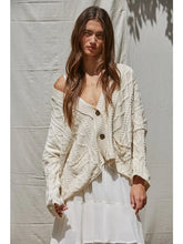 Load image into Gallery viewer, By Together Knit Sweater Cotton V-Neck Cable Knit Cardigan Top
