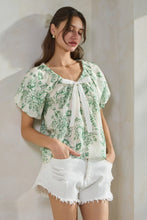 Load image into Gallery viewer, ODDI FLORAL RRINT ROMANTIC BLOUSE WITH SHORT BUBBLE SLEEVE

