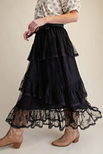 Load image into Gallery viewer, EASEL MESH LACE TIERED MAXI SKIRT
