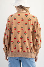 Load image into Gallery viewer, Easel Floral Print Washed Thermal Pullover
