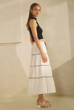 Load image into Gallery viewer, ODDI POPLIN MIDI SKIRT WITH BLACK ACCENTS
