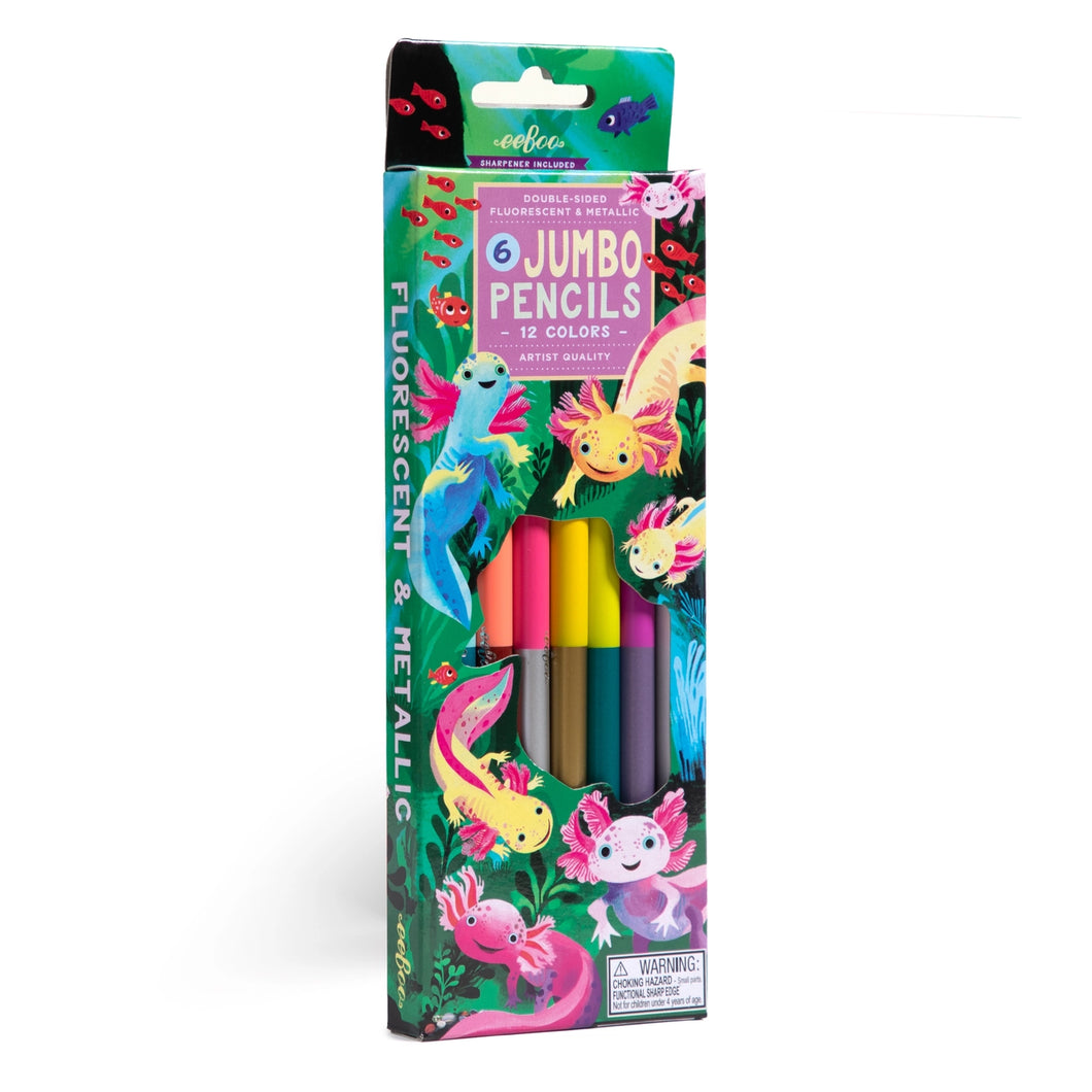 Eeboo Axolotl 6 Jumbo Double-Sided Special Pencils