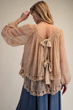 Load image into Gallery viewer, EASEL SHEER LACE OPEN BACK BLOUSE
