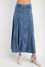 Load image into Gallery viewer, Easel A Line Washed Denim Maxi Skirt
