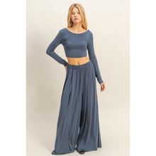 Load image into Gallery viewer, Hyfve Long-Sleeve Crop Top and Maxi Pants Set
