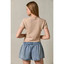 Load image into Gallery viewer, LE LIS CAP SLEEVE ROUND NECK BUTTON DOWN SWEATER TOP
