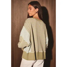 Load image into Gallery viewer, LE LIS SCOOPED NECK LINE STRIPE SWEATSHIRTS
