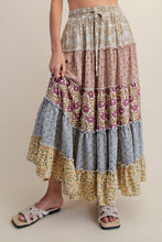 Load image into Gallery viewer, EASEL TIERED BOHO MAXI SKIRT

