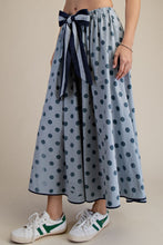 Load image into Gallery viewer, EASEL TIE WAISTED POLKA DOTS LINEN FLARE MAXI SKIRT
