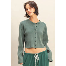 Load image into Gallery viewer, Hyfve Waffle Long Sleeve Buttoned Crop Top
