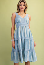 Load image into Gallery viewer, EASEL EMBROIDERY DETAILING TIERED DRESS
