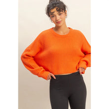 Load image into Gallery viewer, Hyfve Cropped Knit Sweater with Crew Neck
