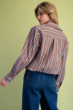 Load image into Gallery viewer, EASEL BUBBLE HEM STRIPED POPLIN SHIRT
