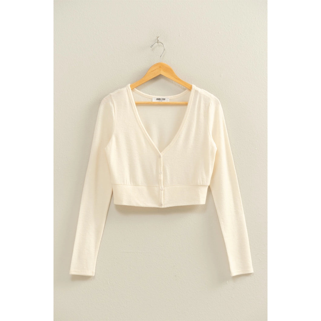 Hyfve Cropped V-Neck Long Sleeve Top