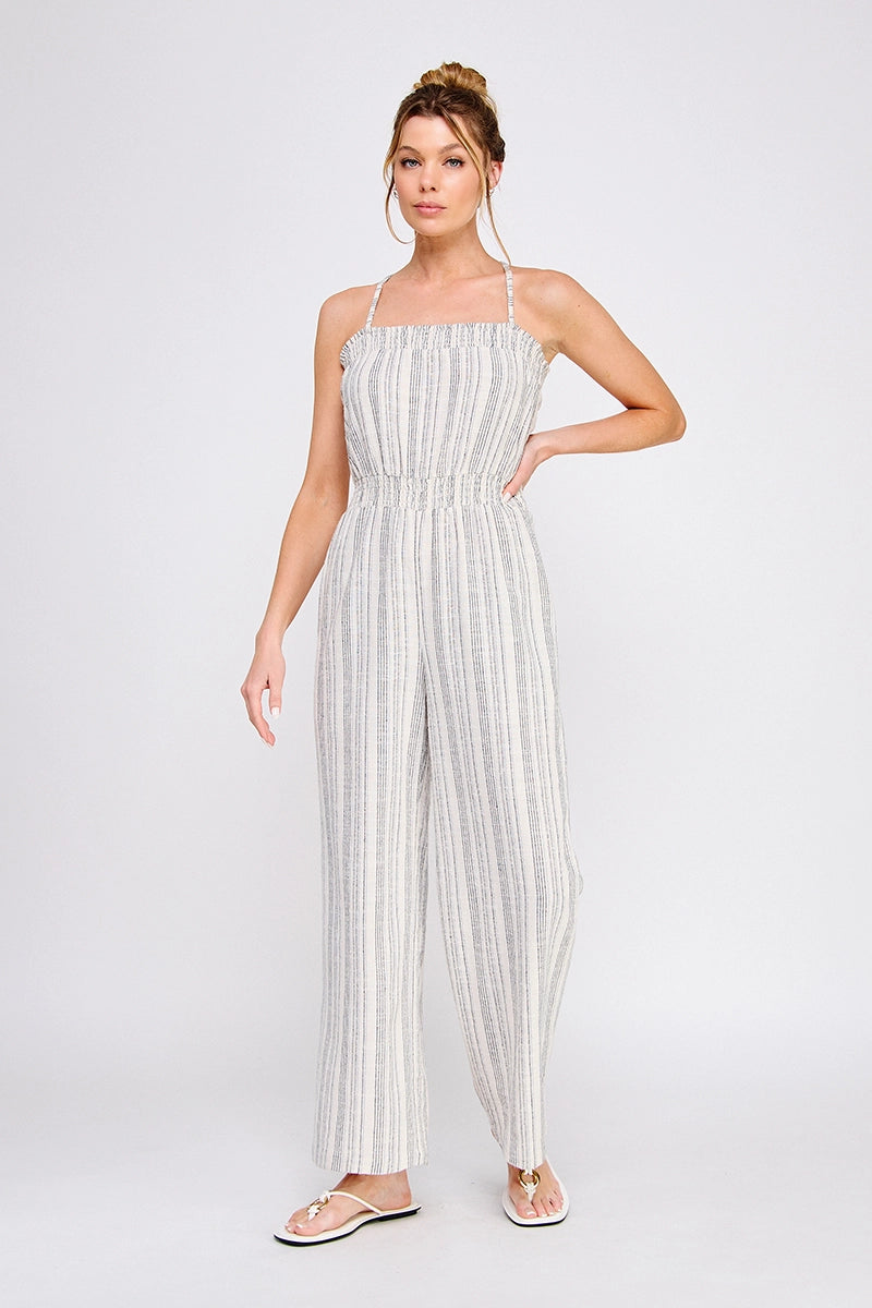 Allie Rose Striped Linen Jump Suit