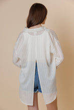 Load image into Gallery viewer, A &amp; She Relaxed Fit Striped Shirt with Open Back and Front Pocket
