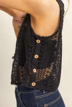 Load image into Gallery viewer, HYFVE CROCHET BUTTON SIDES CROP SLEEVELESS BOXY TANK
