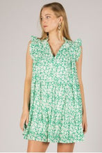Load image into Gallery viewer, BEFORE YOU COLLECTION FLORAL PRINT RUFFLED CAP SLEEVE MINI DRESS
