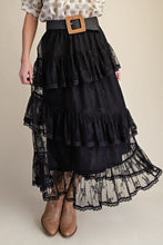 Load image into Gallery viewer, EASEL MESH LACE TIERED MAXI SKIRT
