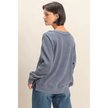 Load image into Gallery viewer, Hyfve Scoop Neck Waffle Mineral Washed Long Sleeve Top
