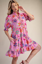 Load image into Gallery viewer, EASEL PUFF SLEEVE FLORAL DRESS
