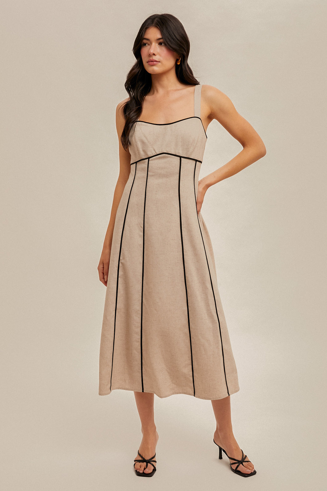 Hem & Thread Linen Midi Dress