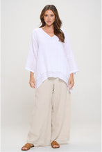 Load image into Gallery viewer, MATCH POINT JAKAR LINEN VNECK 2 LAYER TOP WHITE
