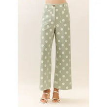 Load image into Gallery viewer, Polka dot high-rise wide leg pants with front button closure
