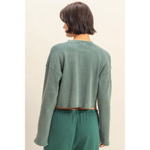 Load image into Gallery viewer, Hyfve Waffle Long Sleeve Buttoned Crop Top
