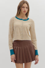 Load image into Gallery viewer, Entro Striped Pattern Long Sleeve Fitted Cardigan
