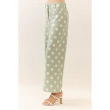 Load image into Gallery viewer, Polka dot high-rise wide leg pants with front button closure
