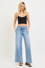 Load image into Gallery viewer, RISEN TUMMY CONTROL MID RISE WIDE LEG WIDE WAIST BAND STRETCHY JEANS
