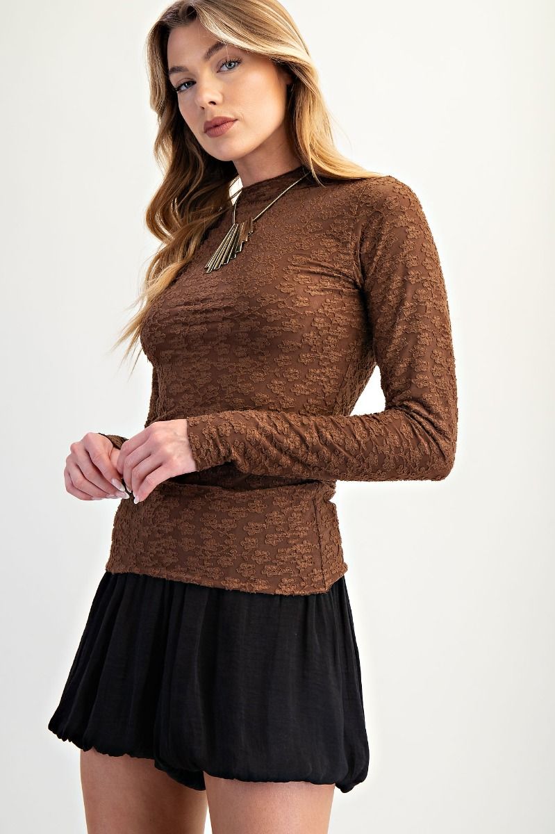 EASEL BURNOUT LACE FITTED TOP