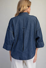 Load image into Gallery viewer, EE:SOME STRIPED BUTTON DOWN BACK PLEAT BLOUSE
