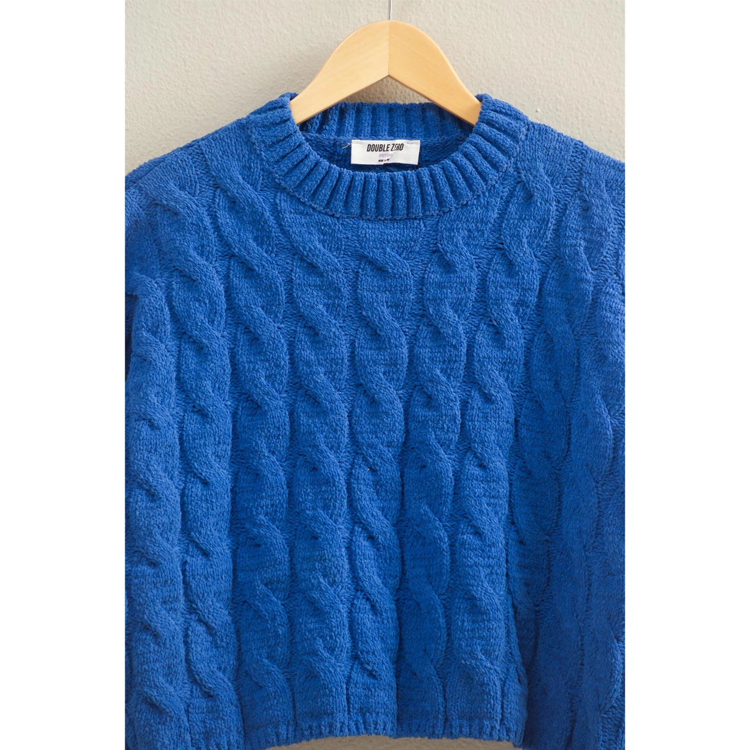 Hyfve Textured Crew Neck Cable Knit Sweater