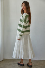 Load image into Gallery viewer, By Together Knit Sweater Striped Cotton Boat Neck Long Sleeve
