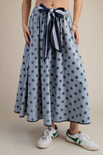 Load image into Gallery viewer, EASEL TIE WAISTED POLKA DOTS LINEN FLARE MAXI SKIRT
