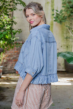 Load image into Gallery viewer, EE:SOME RUFFLED HEM DENIM BLOUSE
