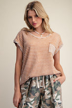 Load image into Gallery viewer, EASEL CAP SLEEVE STRIPED BLOUSE
