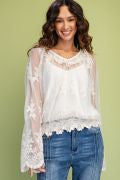 Load image into Gallery viewer, EASEL ALL OVER LACE L/S BLOUSE WITH LINING
