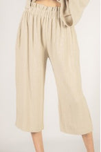 Load image into Gallery viewer, Linen culottes elastic waist band pants
