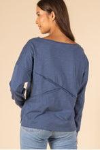 Load image into Gallery viewer, SUNDAY MORNING PATCHWORK DETAIL LONG SLEEVE TOP VINTAGE NAVY

