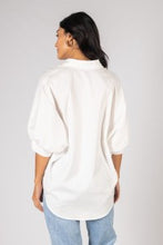 Load image into Gallery viewer, BEFORE YOU COLLECTION OVERSIZED 3/4 BUTTON UP TOP WHITE
