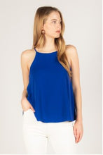 Load image into Gallery viewer, BEFORE YOU COLLECTION SATIN APRON NECK TOP ROYAL BLUE
