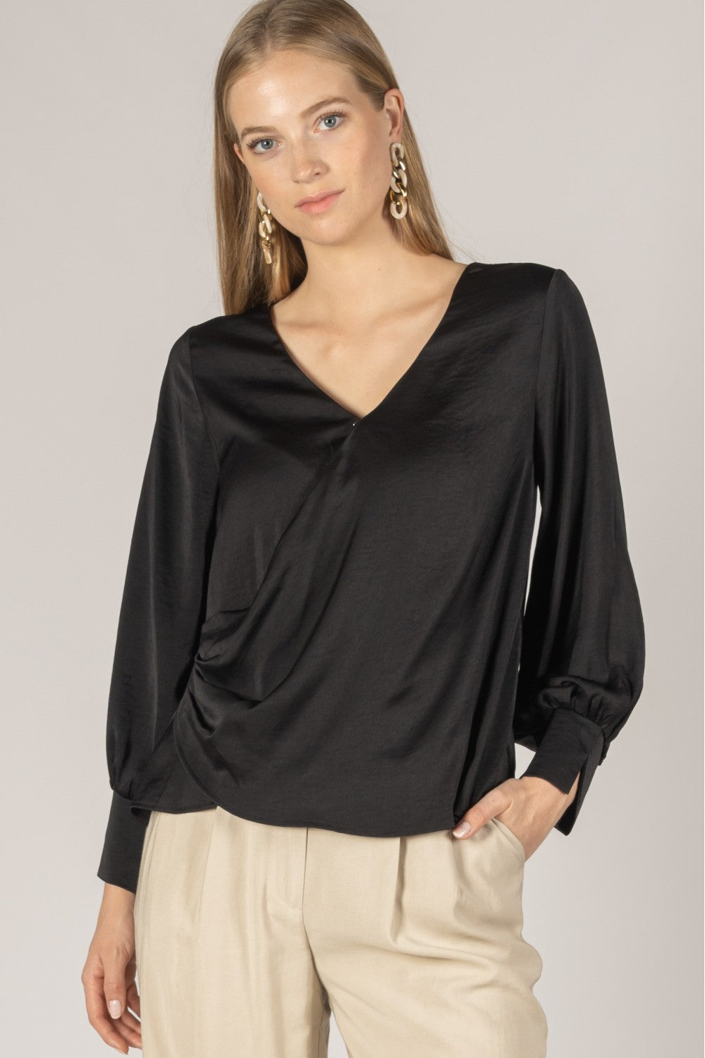 BEFORE YOU COLLECTION SILKY SATIN SURPLUS TOP