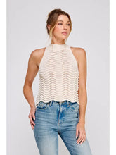 Load image into Gallery viewer, ALLIE ROSE WAVY AND SCALLOP PATTERN KNIT HALTER TANK
